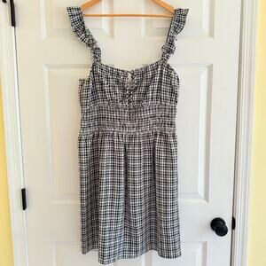WAYF Gingham Checkered Smocked Dress Size‎ XL ruffle sleeves Prairie Peasant